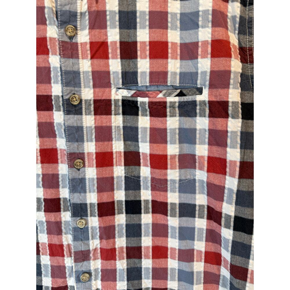 Men's Eddie Bauer short sleeve button down XLTall seersucker red white blue - Picture 4 of 6